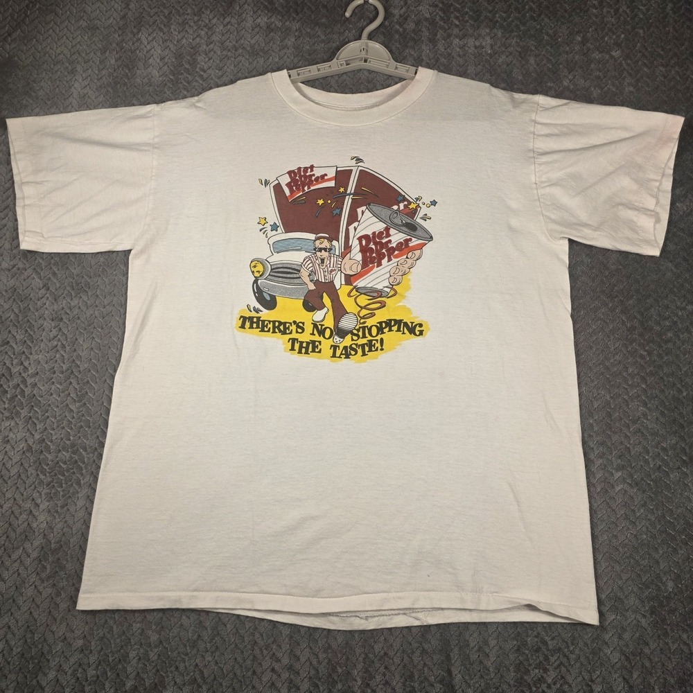 Vintage Diet Dr Pepper Promo T-Shirt Men's XL White Made In‎ USA Single Stitch